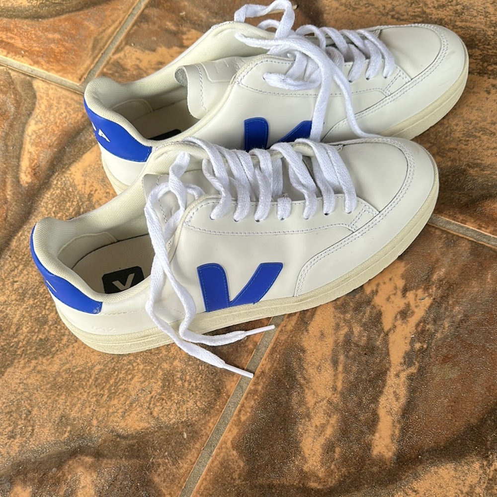 Veja White and Blue Sneakers